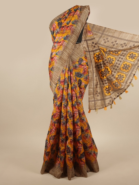 

Pothys Yellow & Orange Floral Saree