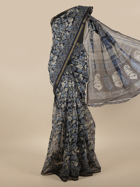

Pothys Blue & White Batik Printed Zari Saree