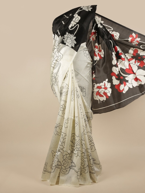 

Pothys Off White Floral Printed Cotton Blend Saree