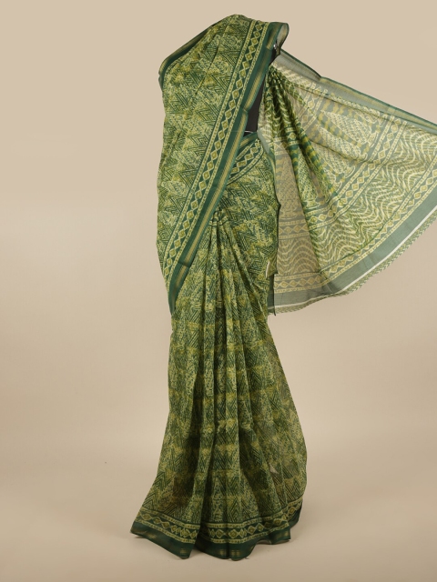 

Pothys Green & Gold-Toned Printed Zari Saree