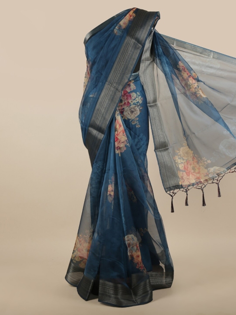 

Pothys Blue & Red Floral Saree