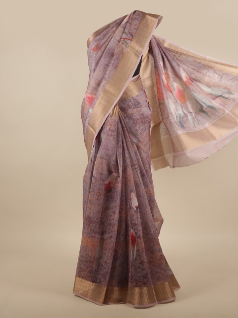 

Pothys Mauve Floral Printed Tissue Saree