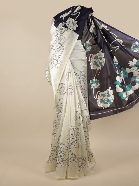 

Pothys Off White & Black Floral Printed Saree