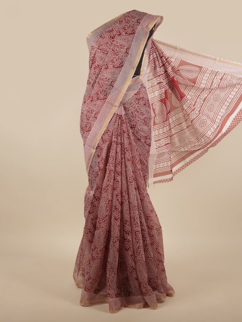 

Pothys Maroon Paisley Printed Cotton Blend Saree