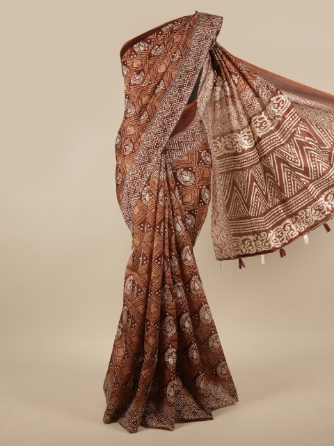 

Pothys Brown & Off White Ethnic Motifs Saree