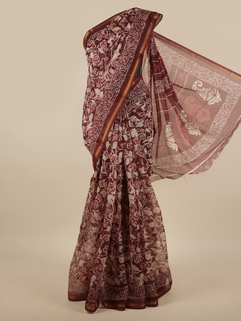 

Pothys Purple & Off-White Floral Printed Zari Saree