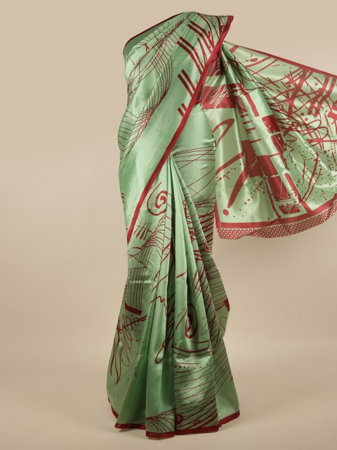 

Pothys Green & Red Printed Cotton Blend Saree