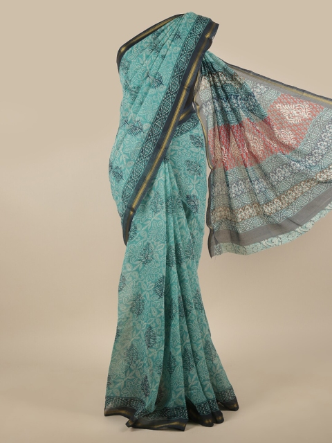 

Pothys Green Floral Printed Cotton Blend Saree