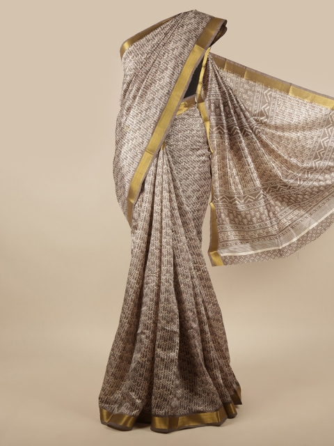 

Pothys Grey & Cream-Coloured Printed Saree