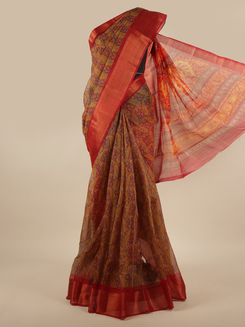 

Pothys Brown Paisley Printed Zari Saree
