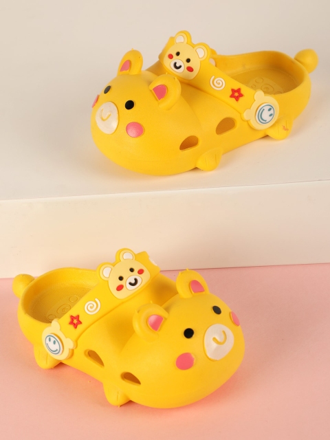 

PASSION PETALS Kids Yellow Bear Printed PU Lightweight Clogs