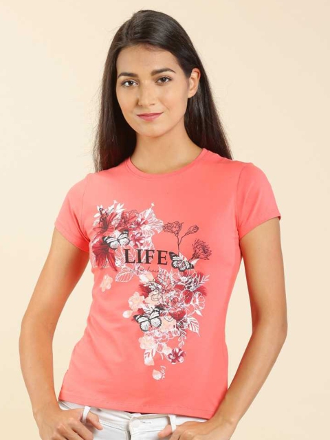 

LYRA Women Pink Printed Extended Sleeves Slim Fit Outdoor T-shirt