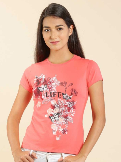 

LYRA Women Pink Floral Printed Extended Sleeves Slim Fit Outdoor T-shirt