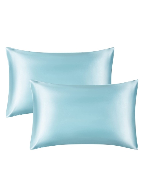 

Tormeti Set Of 2 Blue Solid 300 TC Satin Pillow Covers