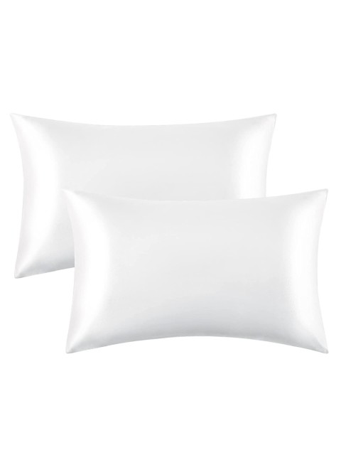 

Tormeti Set of 2 White Satin Pillow Covers