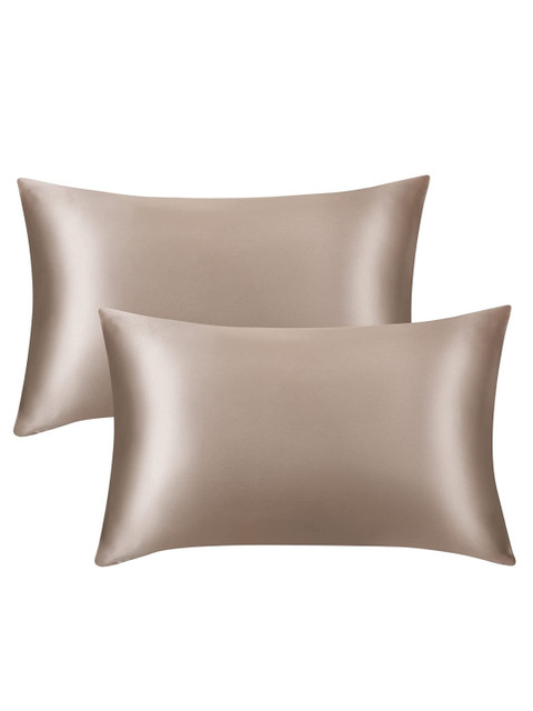 

Tormeti Taupe Set of 2 Satin Pillow Covers