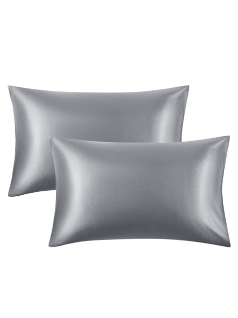 

Tormeti Set Of 2 Grey Solid Pure Satin 300 TC Rectangular Pillow Covers