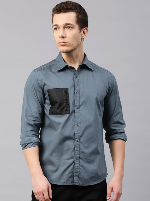 

HRX by Hrithik Roshan Men Blue Regular Fit Solid Casual Shirt