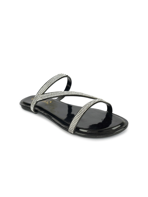 

STALK Women Black Embellished Open Toe Flats
