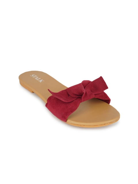 

STALK Women Maroon Open Toe Flats with Bows