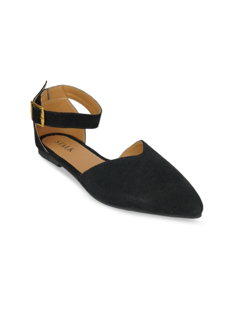 

STALK Women Black Pointed Toe Ballerinas Flats