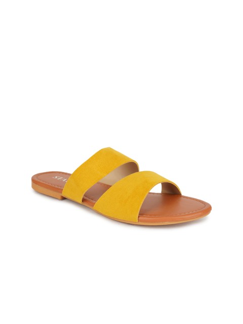 

STALK Women Yellow Solid Open Toe Flats