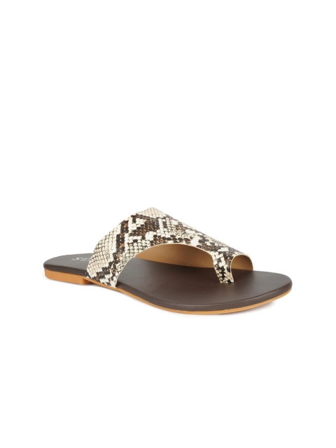 

STALK Women Beige Printed One-Toe Flats