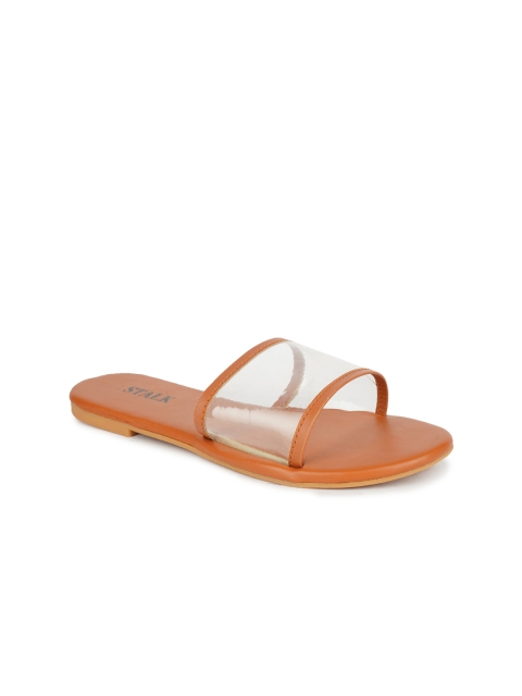 

STALK Women Tan Brown Open Toe Flats