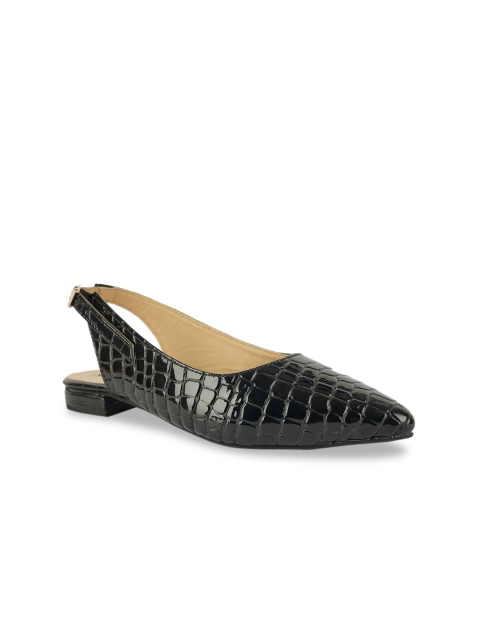 

STALK Women Black Croc Printed Ballerinas