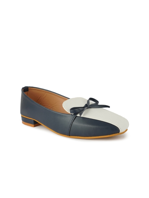 

STALK Women Navy Blue Colourblocked Ballerinas with Bows Flats