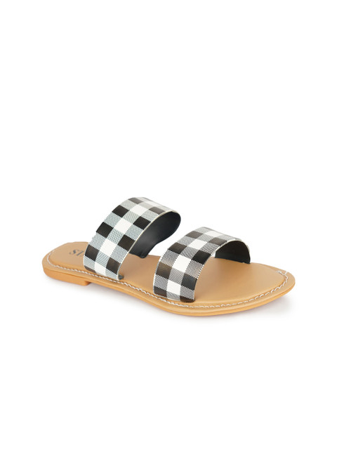 

STALK Women Black Printed Open Toe Flats