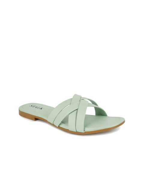 

STALK Women Sea Green Stapled Open Toe Flats