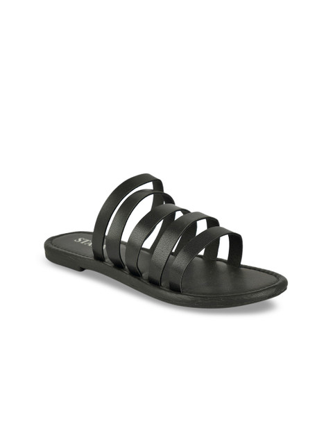 

STALK Women Black Solid Open Toe Flats