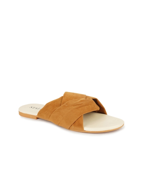 

STALK Women Brown Solid Open Toe Flats