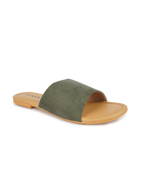 

STALK Women Green Open Toe Flats