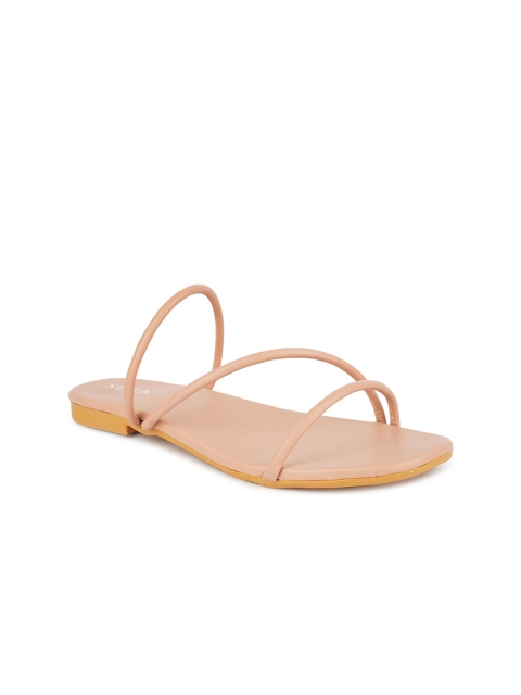 

STALK Women Peach-Coloured Open Toe Flats with Buckles