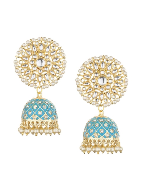 

Runjhun Turquoise Blue Contemporary Gold plated Jhumkas Earrings