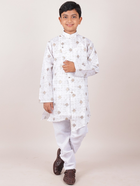 

Pothys Boys White Jacquard Sherwani