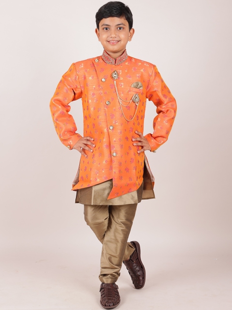 

Pothys Boys Orange & Brown Woven Design Sherwani