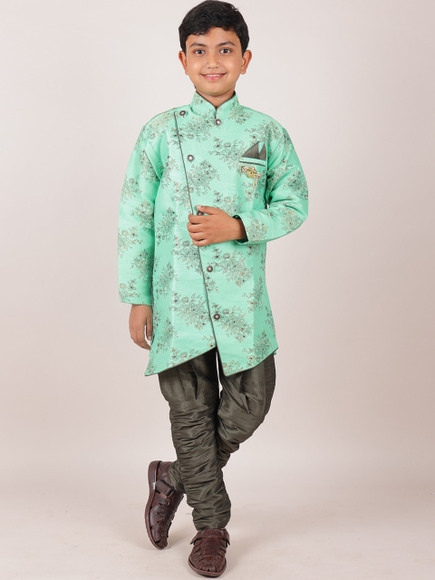 

Pothys Boys Green Printed Jacquard Sherwani