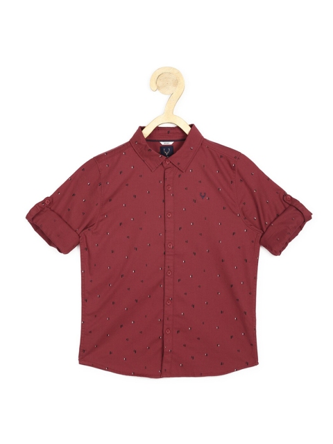 

Allen Solly Junior Boys Maroon Micro Ditsy Printed Slim Fit Cotton Casual Shirt