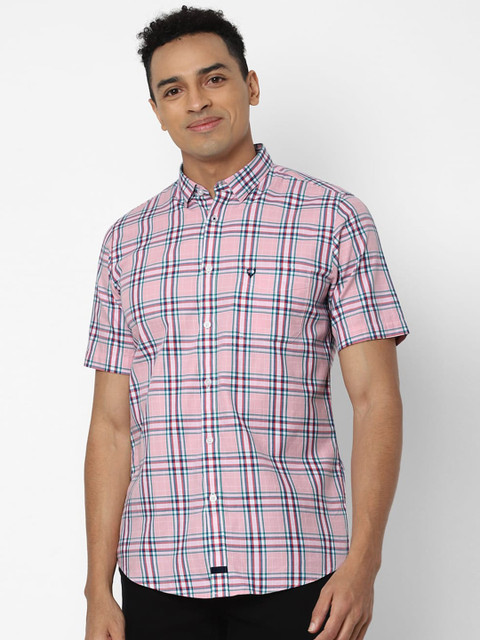 

Allen Solly Men Pink Slim Fit Tartan Checks Checked Casual Shirt