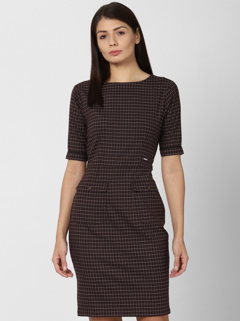 

Van Heusen Woman Brown Checked Sheath Dress