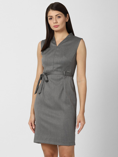

Van Heusen Woman Grey Checked Sheath Dress