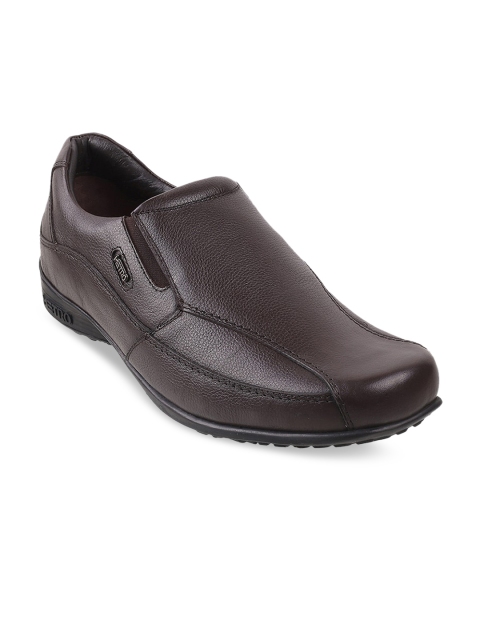 

Metro Men Brown Solid Leather Formal Slip on Shoes
