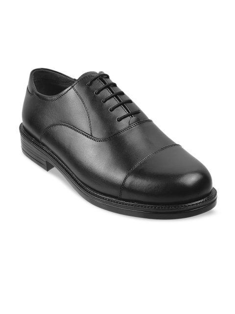 

Metro Men Black Solid Leather Formal Derbys