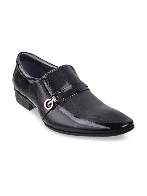 

Metro Men Navy Blue Solid Leather Formal Slip on Shoes