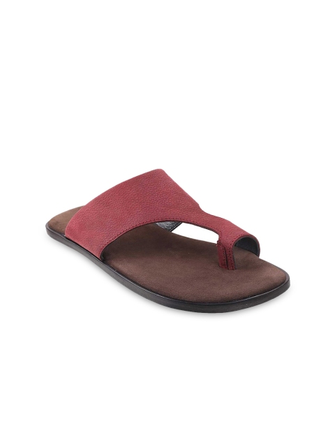 

DAVINCHI Men Maroon Suede Comfort Sandals