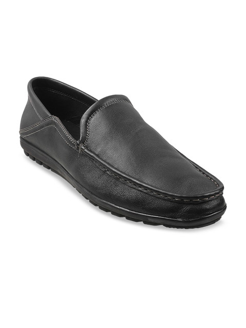 

DAVINCHI Men Black Solid Leather Loafers