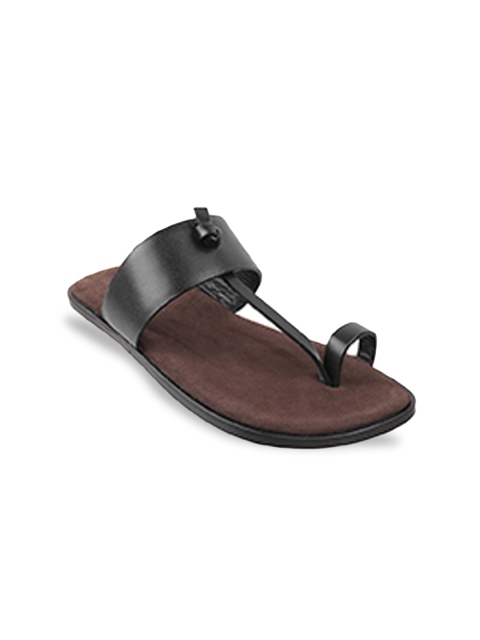 

DAVINCHI Men Black Leather Comfort Sandals